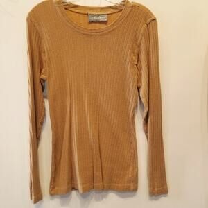 Vintage Mustard Yellow Long Sleeve T - Shirt Vintage 90's Tencel Silk Size M